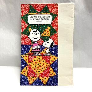 Vintage Peanuts 1958 Quilt Snoopy Funny Novelty Greeting Card
